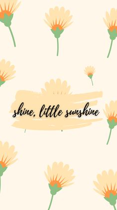 the words shine, little sunshine are painted on top of yellow daisies