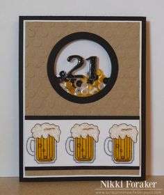 a birthday card with beer mugs and the number twenty two on it's side