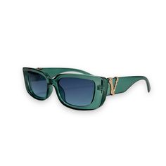 DETAILS: THE STRIKING YET CLASSY VSNRY RECTANGLE FRAME SUNGLASSES ARE DESIGNED FOR AN ICONIC LOOK. BLACK POLYCARBONATE RECTANGLE FRAME TINTED UV400 LENS VSNRY SIGNATURE ENGRAVED ON LEFT LENS SIGNATURE METAL "V" LOGO AT TEMPLES VSNRY SHELL CASE, POUCH, CLEANING TOWEL Elegant Green Sunglasses With Uv Protection, Green Sunglasses With Uv Protection, Green Sunglasses With Uva Protection For Vacation, Trendy Green Sunglasses With Uva Protection, Trendy Green Sunglasses With Tinted Lenses, Trendy Green Tinted Sunglasses, Green Mirrored Sunglasses For Vacation, Green Sunglasses With Uv Protection For Vacation, Green Polarized Sunglasses For Vacation