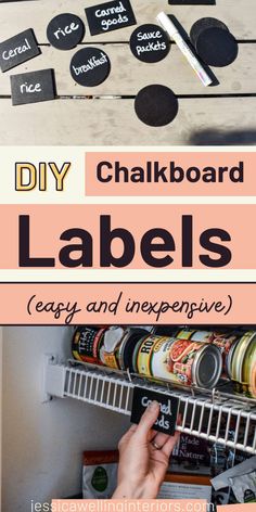 I’ve tried a few different types of labels in my pantry, but none of them have stuck for very long. That’s why I’m busting out the Crazy Glue this time! I picked up some inexpensive balsa wood pieces, a couple of bottles of chalkboard paint, and a chalk pen at Michael’s