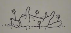 a drawing of a person laying down on the ground with their hands in the air