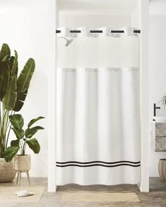 PRICES MAY VARY. [Quick installation] The curtain’s split rings make installation easy without removing the curtain rod or inserting rings into the shower curtain. No hooks are needed ensuring the curtains slide back and forth swiftly. [Easy Care] This polyester snap in shower curtain liner is easy to remove.It repels water and dries quickly, great for use in moisture-rich bathroom environments,machine washable for keeping it fresh and reusable. The shower curtain liner snaps is sold separately. Rich Bathroom, Bathroom Decor Themes, Dream Shower, Stall Shower, Bathroom Hotel, Stall Shower Curtain, White Shower Curtain, Highland Homes, Decor Themes