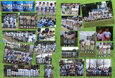 collage of photos with baseball players in blue and white uniforms posing for pictures on the field