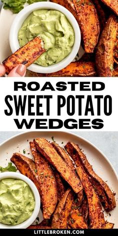 roasted sweet potato wedges with avocado dip