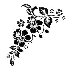 a black and white floral design on a white background