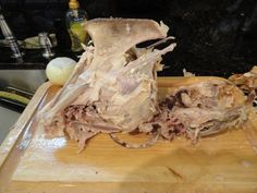 the meat is cut up and ready to be cooked on the cutting board for cooking