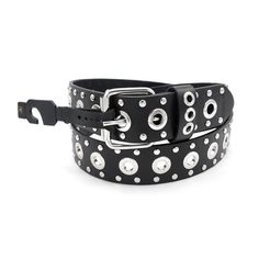 Sizes:  S, M, L, and XL.  Material: Bonded Leather Belt. Metal Belt Buckle Included. Belt Width: About 1-3/8 inches (3.8 cm). Snap-on buttons to interchange buckles. Available Sizes: S (28-31) M(32-36) L(37-41) XL(42-44). Belt Length Waist Size Adjustable From (Inches) Small (28-31) 28 - 31 inches Medium (32-36) 32 - 36 inches Large (37-41) 37- 41 inches X-Large (42-44) 42 - 44 inches Studded Belt, Metal Belt, Suspender Belt, Suspenders, Leather Belt, Belt Buckles, The Row, Buckle, Leather