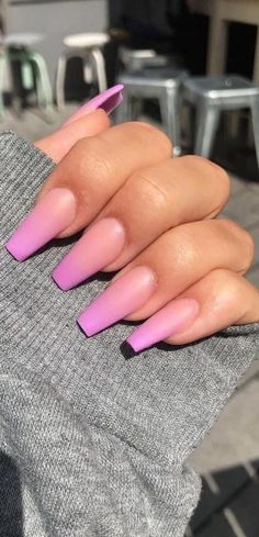 Ombre Nail Polish, Pink Ombre Nails, Ombre Acrylic Nails, Ombre Nail Designs, Nails Fake, Acrylic Coffin, Desserts Easy