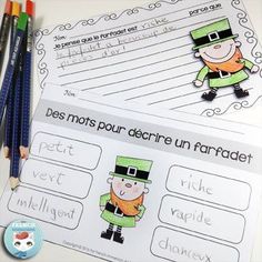 two st patrick's day worksheets with pencils