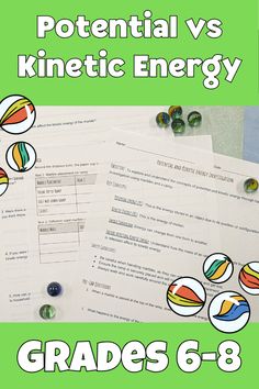 Printable Resource for Middle School- Potential and Kinetic Energy Lab Kinetic Energy Activities, Potential And Kinetic Energy, Human Energy, Energy Activities, Potential Energy, Kinetic Energy, Lesson 1, The Teacher