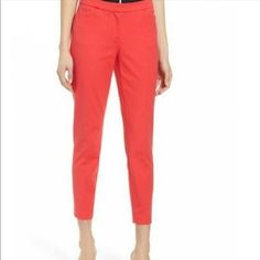 Questions? Leave A Comment Below! Size 8 New With Tags Red Casual Bottoms For Business Casual, Red Ankle-length Pants For Business Casual, Red Casual Business Bottoms, Red Business Casual Bottoms, Red Casual Pants For Business Casual, Casual Business Casual Red Pants, Red Bottoms For Spring Workwear, Red Spring Workwear Bottoms, Red Mid-rise Work Pants