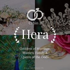 a collage of photos with the words hera, goddess of marriage, women, family and queen of the gods