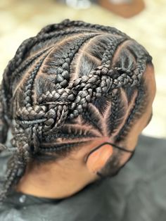 Mens Individual Braids, Male Individual Braids, Men’s French Braids, Pop Smock Braids Man, Dread Braid Styles, Men’s Big Single Braids, Box Braids Men, Boys Fade Haircut, Braids With Fade