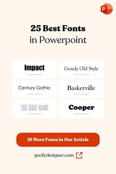 the 25 best font styles in powerpoint for web designers and graphic artists - infographic