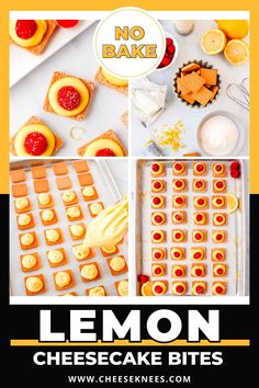 lemon cheesecake bites are being made with no bake and ready to be eaten