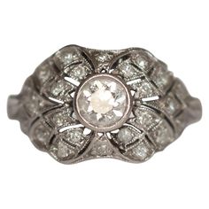 Ring Size: 4.75 Metal Type: Platinum [Hallmarked, and Tested] Weight: 4 grams Diamond Details: Weight: .50 carat, total weight Cut: Old European Brilliant Color: H Clarity: VS Finger to Top of Stone Measurement: 5mm Condition: Excellent