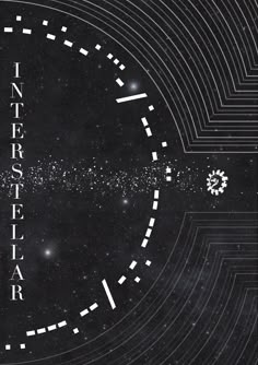 an image of a black and white clock with stars in the background