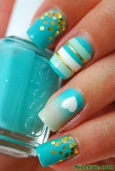 Pretty Nail Designs You Have to Try for this Week Skittles Manicure, Mint Green Nail Designs, School Nail Art, Classic Nail Designs, Metallic Nails Design, Metallic Nail Art, Ombré Nails, Summer Nail Art, Green Nail Designs