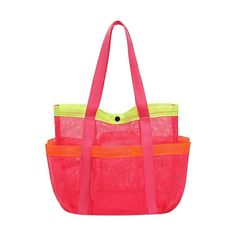 an orange and pink bag with neon straps