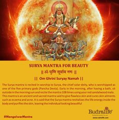 the poster for surya mantra for beauty, which features images of hindu deities