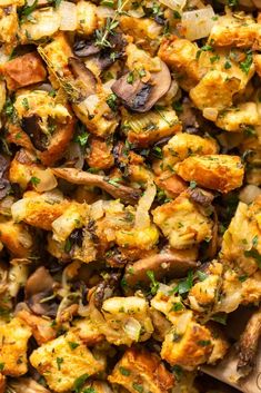 a close up of a plate of food with mushrooms