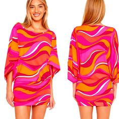 Nwt $152 Trina Turk Vivid Vista Tunic Dress Cover Up Sizes M, L & Xl Are Available. Made Of 90% Nylon/10% Spandex Same Day Shipping. Vibrant Long Sleeve Mini Dress, Retro Flowy Dress For Vacation, Swimsuit Coverup Dress, Caftan Tunic, Bathing Suit Dress, Long Sleeve Rashguard, Swim Pants, Resort Dresses, Bathing Suit Cover Up