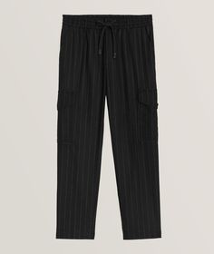 Striped Wool-Blend Cargo Pants image 0 Striped Cargo Pants, Versace Jeans Couture, Versace Jeans, Drawstring Waistband, Cargo Pants, The Office, Fitness Fashion