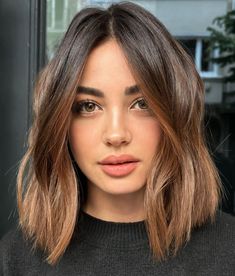 Short Brown Hair, Lob Hairstyle, Lob Haircut, Medium Hair Cuts, Brown Hair Colors, Length Hair, Balayage Hair, Bobs Haircuts