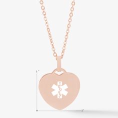 Our Rose Gold Tone Stainless Steel Heart Pendant is a perfect option for women and girls. Custom engrave your pendant with up to 4 lines of your custom engraving. Pendant measures approximately 1 inch in diameter and hangs from an adjustable 21" - 24"  rose tone stainless steel chain. Customizable Stainless Steel Heart Pendant Jewelry, Engraved Stainless Steel Jewelry For Valentine's Day, Rose Gold Necklace With Heart Charm For Personalized Gift, Engraved Stainless Steel Heart Pendant Jewelry, Personalized Rose Gold Heart Necklace With Round Pendant, Rose Gold Tarnish-resistant Heart Necklace For Anniversary, Engraved Rose Gold Heart Necklace For Valentine's Day, Rose Gold Heart Pendant Jewelry For Personalized Gift, Personalized Rose Gold Heart Pendant Jewelry