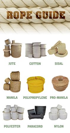 rope guide with different types and sizes of ropes on the top, bottom, and bottom