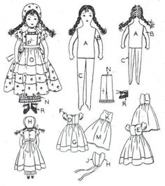 an old paper doll's sewing pattern with different outfits and clothes for the dolls