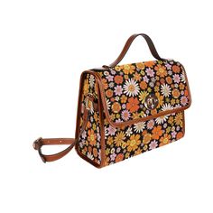 Cottagecore 70s Daisy print satchel bag This super cute Retro silhouette canvas satchel bag with vibrant 70s daisy print is the cutest cottagecore accessories you must get. Type: Waterproof Canvas, 10.63"(L) x 4.13"(W) x 7.87"(H), Brown PU Strap 18.94 Oz. Made from high-grade waterproof canvas, durable, water-resistant. Can be used as a nice laptop iPad storage bag, business briefcase, college school bag, leisure travel tote bag, crossbody messenger bag, card wallet case, etc. Two interior pocke 70s Bags, Cottagecore 70s, 70s Daisy, Cottagecore Accessories, Ipad Storage, 70s Clothes, Retro Silhouette, Boho Cross, Canvas Satchel