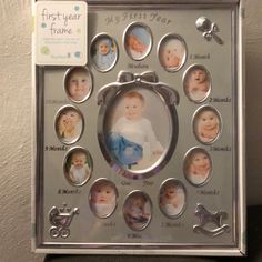 a baby's first year frame with twelve babies in it