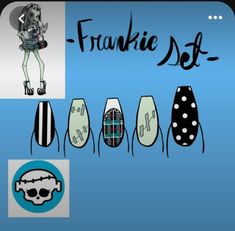 Monster High Nails Ideas, Frankie Stein Nails, Monster High Nail Art, Frankenstein Monster High, Monster High Nails, Monster High Frankie, Fake Nails Designs, Frankie Stein, Punk Nails