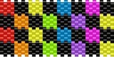 an image of pixel art with different colors and shapes on it's side, including the