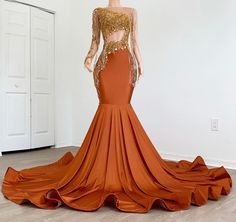 Burnt Orange Prom Dress, Embellished Prom Dress, Orange Prom Dresses, Long Mermaid Dress, Prom Inspiration, Velvet Evening Dress, African Prom Dresses, Velvet Prom Dress