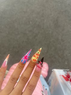 Cut French Tip Nails, V Cut French Tip Nails, Adventure Nails, Y2k Charms, 23 Nails, Freestyle Nails, Acrylic Nails Stiletto, Fye Nails, Junk Nails