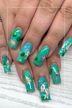 pisces fish nails designs Fish Nail Designs, Water Nymph, Pisces Fish, Sea Goddess, Fish Silhouette