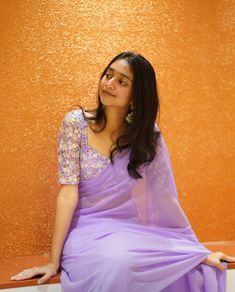 Lavender Saree, Simple Lehenga, Blouse Design Images, Half Saree Designs