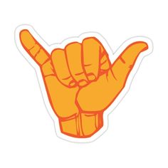 an orange hand making the middle finger sign sticker on a white background vinyl decal