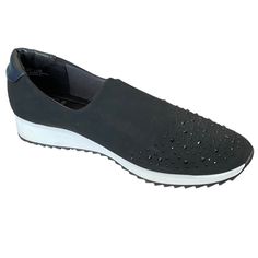 Impo Sport Women's Slip-On Sneakers Sparkly Tennis Shoes Sizing True To Size 10m Black Rhinestones Upper Cushioned Footbed Padded Collar Round Toe Suede Textile Upper Fabric Lining Synthetic Foam Sole New, Without Tags And Box Slip-on Synthetic Sneakers With Rhinestones, Sporty Black Sneakers With Rhinestones, Casual Black Sneakers With Rhinestones, Black Casual Sneakers With Rhinestones, Sparkly Tennis Shoes, Women Slip On Sneakers, Slipon Sneakers, Black Rhinestone, Slip On Sneakers