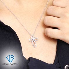 Your Faith Deserves to Be This Beautiful (& Close to Your Heart): With our JewelExcess sterling silver cross pendant your body and mind will be constantly reminded just how strong your faith is. Adorned with white or black diamonds, a heart charm, angel wings, or an infinity sign, your new silver cross necklace is a fashionable way to express your faith. Rope Chain Included - Durable & Long-Lasting: This silver cross necklace comes with an 18-inch rope chain, which is one of the most durable, he