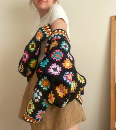 Granny Square Cardigan for Women, Crochet Cardigan, Granny Square Jacket, Boho Cardigan, Colorful Cardigan - Etsy Trendy Multicolor Crochet Cardigan, Colorful Granny Square Sweater For Spring, Multicolor Granny Square Cardigan For Spring, Colorful Crochet Outerwear For Spring, Crochet Cardigan Granny Square, Granny Square Jacket, Cardigan Granny Square, Cardigan Colorful, Square Jacket