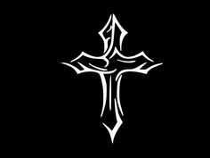 a white cross on a black background