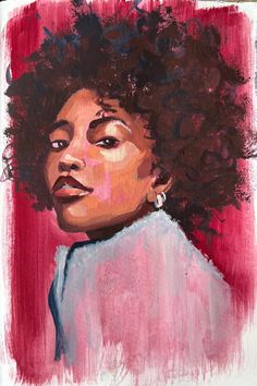 a painting of a woman with an afro