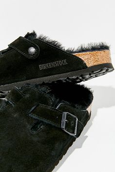 So cozy we can't believe these suede clogs from Birkenstock. Birkenstock Boston clogs are the coziest clog around with a soft suede upper lined in fluffy shearling with an adjustable buckled strap across arch and a cushy EVA sole. Features Birkenstock Boston shearling clogs Cozy Birkenstock shoes Suede clogs with soft shearling lining Cork latex footbed with arch support Easy slip-on Birkenstock clogs Content + Care Suede, shearling, EVA Spot clean Imported Size + Fit Birkenstock narrow A-B widt Shearling Clogs, Boston Shearling, Birkenstock Boston Shearling, Birkenstock Boston Clogs, Cute Jordans, Birkenstock Clog, Birkenstock Clogs, Boston Clogs, Black Birkenstock