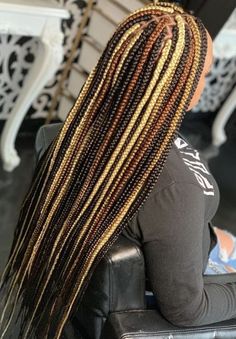 Multi Colored Box Braids, Cornrow Updo Hairstyles, Cornrows Natural Hair, Black Kids Braids Hairstyles, Hairstyles Diy, Colored Box Braids, Cute Box Braids, Frontal Wig Hairstyles, Big Box Braids Hairstyles