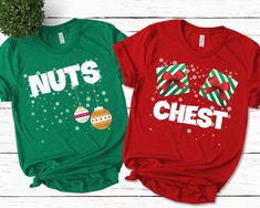 Chest Nuts Couples Christmas Shirts, Matching Couple Shirts, Christmas Gift Shirt, Couple Christmas Shirt, Holiday Matching Shirt BXKW13 👉Adult Unisex T-Shirt brand is BELLA + CANVAS - 100% Airlume combed and ringspun cotton (fiber content may vary for different colors) - Light fabric (4.2 oz/yd² (142 g/m - Retail fit - Tear away the label - Runs true to size 👉Youth T-Shirt brand is GILDAN - 100% Cotton (fiber content may vary for different colors) - Light fabric (5.3 oz/yd² (180 g/m - Classic fit - Tear away the label - Runs true to size 👉Infant/Toddler/Bodysuit brand is RABBIT SKINS - 100% Combed ringspun cotton (fiber content may vary for different colors) - Light fabric (4.5 oz/yd² (153 g/m - Tear away the label 👉Unisex Jersey Tank brand is BELLA + CANVAS - Extra Light fabric (3.8 Couples Christmas Shirts, Couples Christmas, Couple Christmas, Matching Couple Shirts, Family Tees, Matching Couple, Christmas Couple, Couple Shirts, Matching Shirts