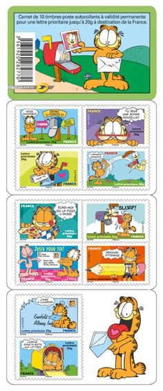 garfield the cat postage stamp with cartoon characters