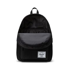 a black and grey backpack on a white background